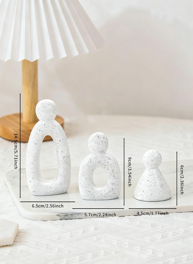Joogour Abstract Family of 3 Figurines Modern Sculptures - Minimalist Home Decor for TV Stand, Bookshelf, Living Room | Decorative Accents and Gift Ideas as Knick Knacks for Shelves (White) - Image 2